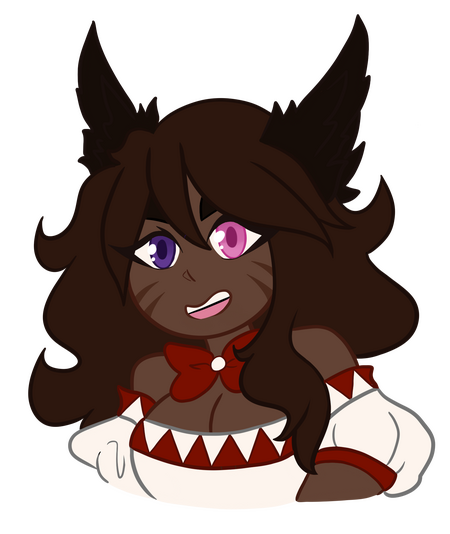 Chibi style portrait, black lineart & flat color.